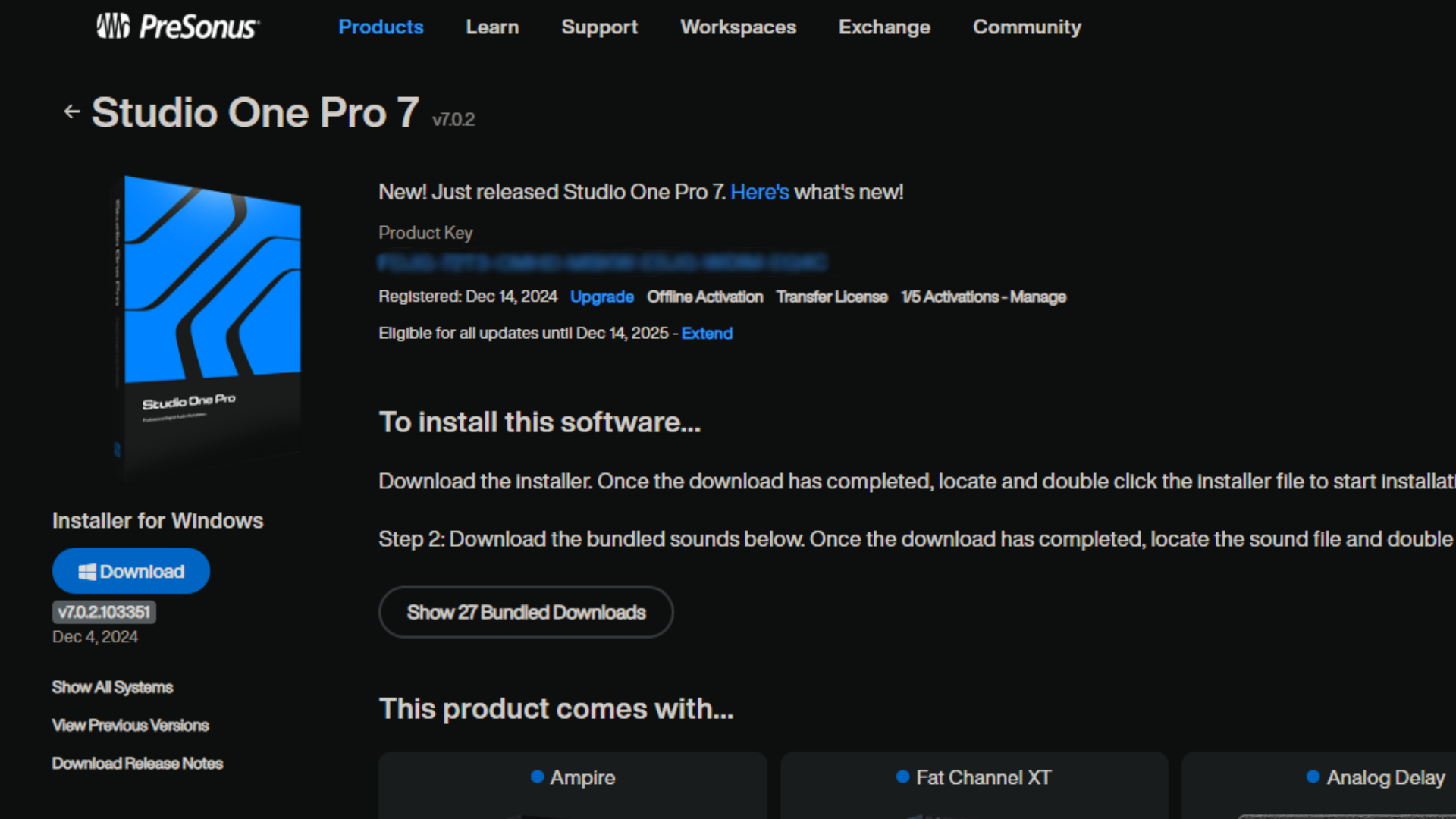Presonus Studio One Artist 5 + Ampire + Presence XT Bass /